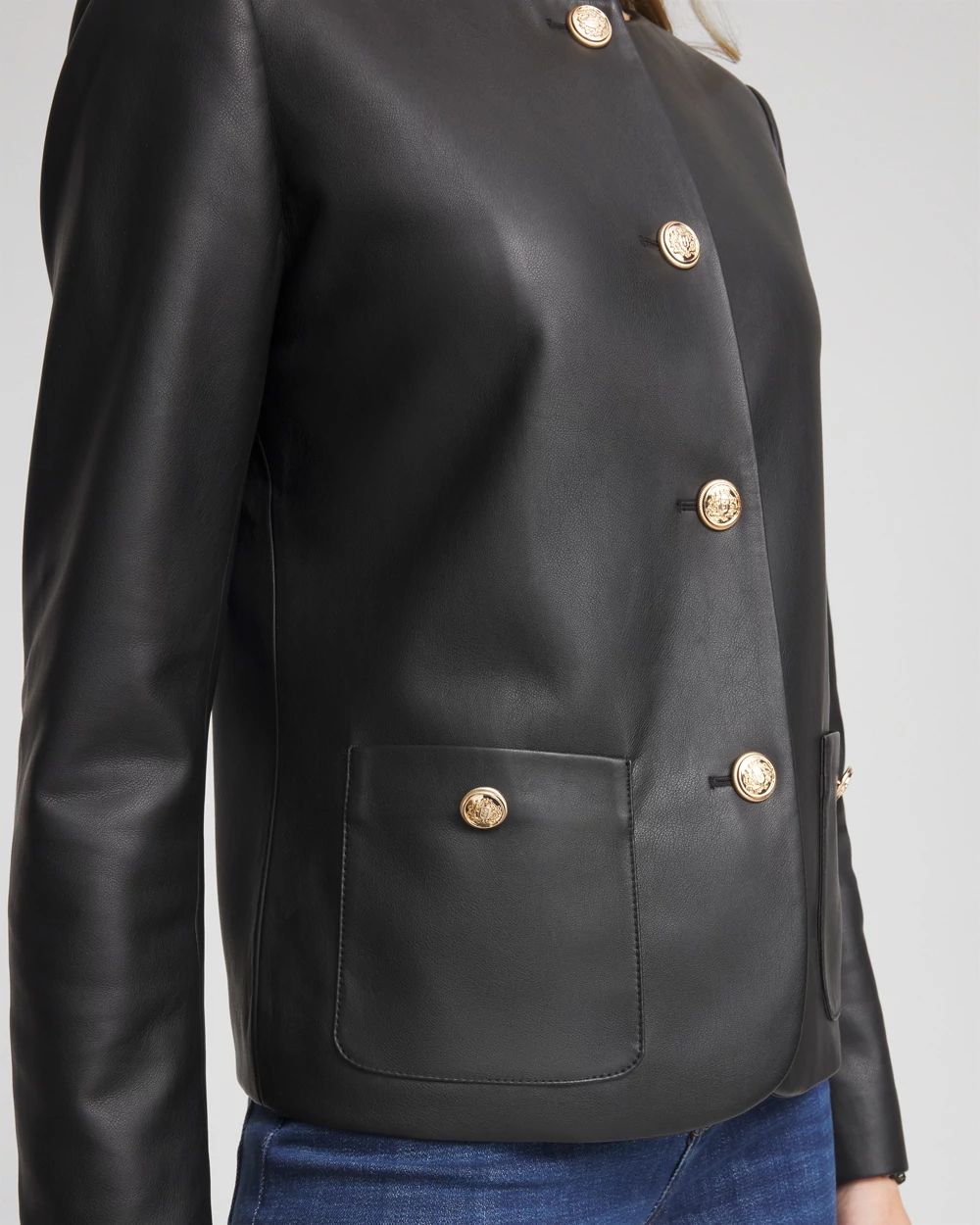 FAUX LEATHER TUCK ジャケット FAUX LEATHER TUCK ジャケット
